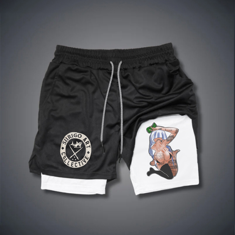 CRAZY GHOST Graphic Print GYM PERFORMANCE SHORTS
