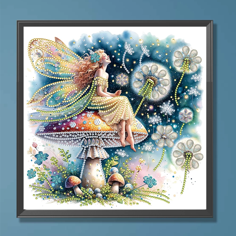 Partial Round Diamond Painting 30*30cm - Dandelion Mushroom Elf