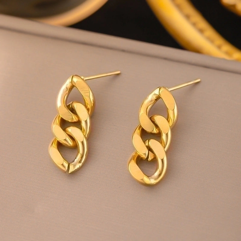 1 Piece Retro Minimalist Solid Color Plating 304 Stainless Steel 18K Gold Plated Drop Earrings