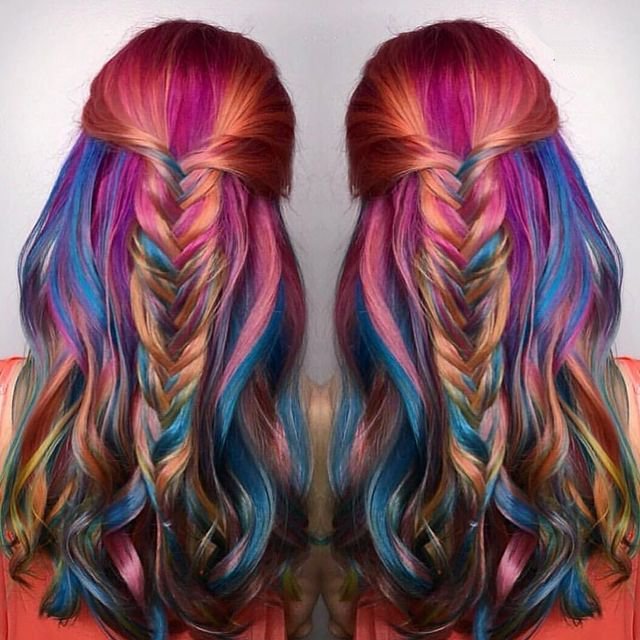 US Mall Lifes® | (😍FLASH SALE) RAINBOW0031 PURPLE MIXED BLUE COLORSHAIR WIG 100% High-Density HAIR US Mall Lifes