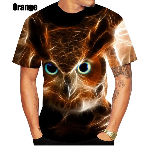 New summer 3D owl round neck T-shirt printing 3D T-shirt men's and women's tops funny short-sleeved cartoon T-shirt Short Sleeve - Shop Trendy Women's Clothing | LoverChic