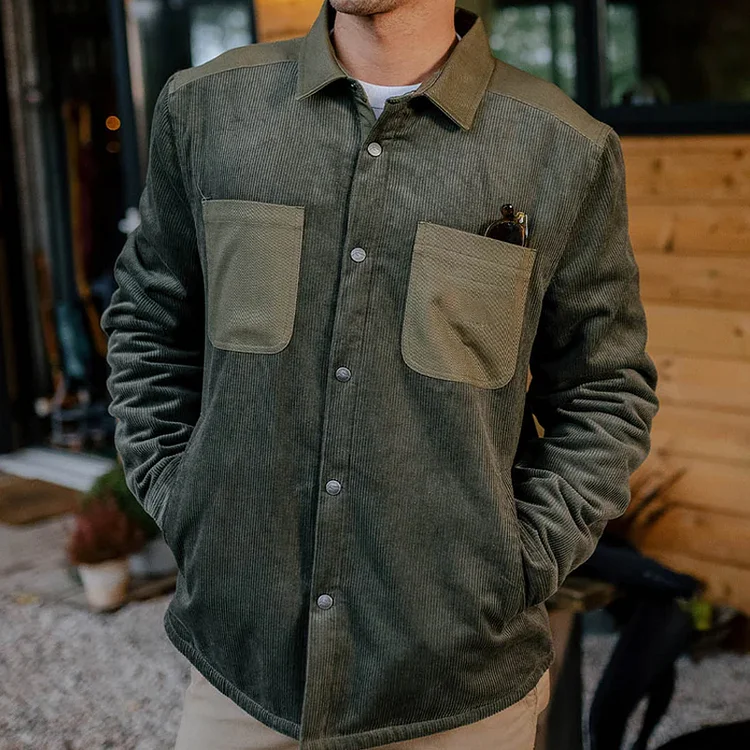 Casual Army Green Sherlock Lined Rope Shirt