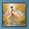 Fille tournesol, kits sp&eacute;ciaux de peinture en forme de 5d bricolage partiel en diamant pour adultes, d&eacute;butants, d&eacute;coration int&eacute;rieure, peintures de diamants, art de pierres pr&eacute;cieuses 30x30cm