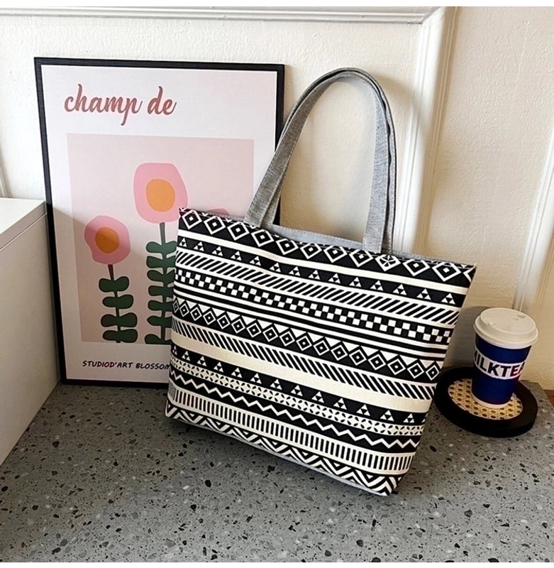 Unisex Cute Flower Canvas Shopping Bags