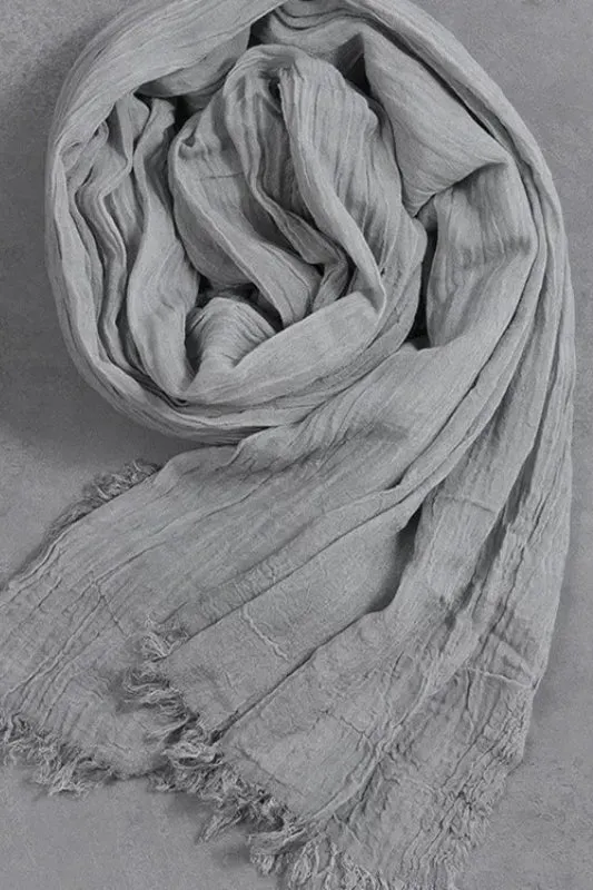 Techwear Hip Hop Punk Pleated Cotton Linen Distressed Vintage Scarf