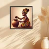 Fille afro-américaine-plein diamant rond peinture-30 * 30cm