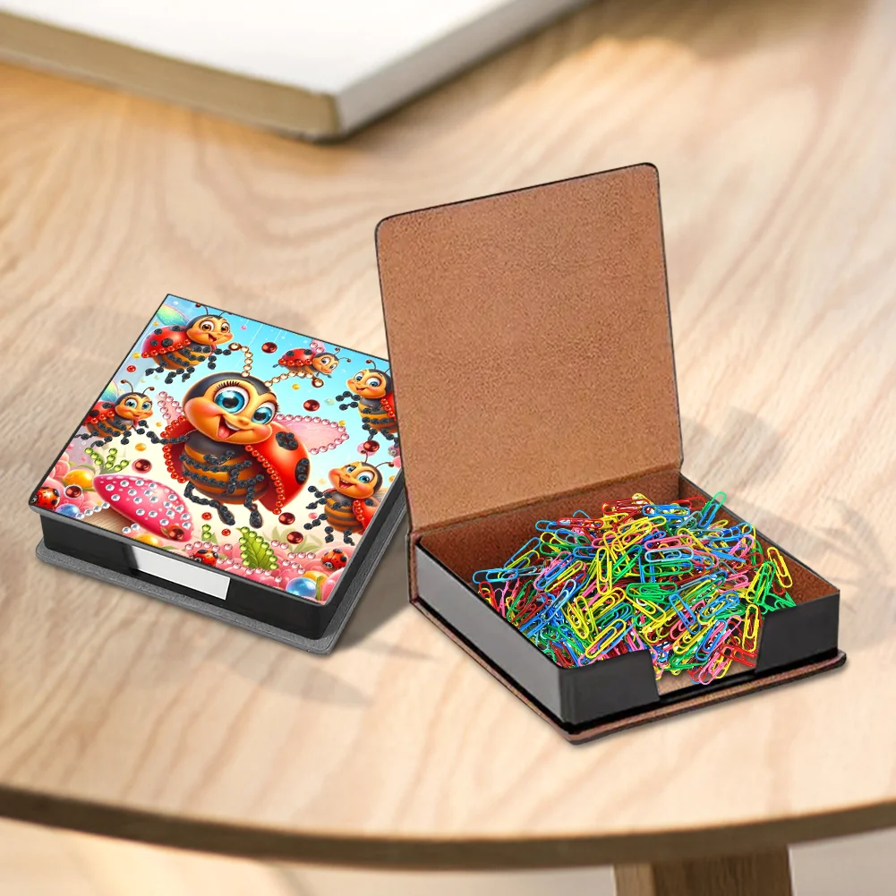 PU Insects Diamond Painting Notecard Box with Papers for DIY Art Craft