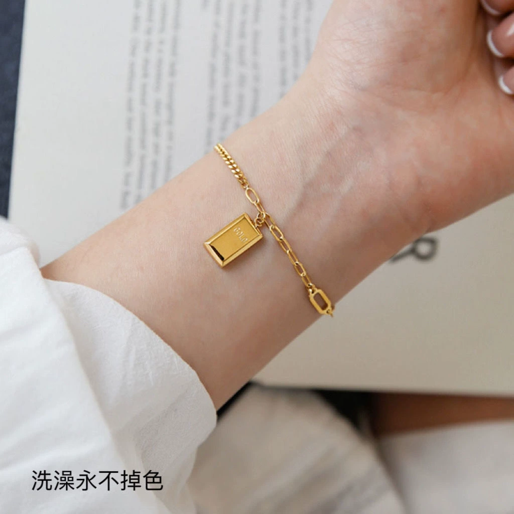 Gold Brick Pendant &ldquo;GOLD&rdquo; on the front and &ldquo;RICH&rdquo; on the back Gold Plated Necklace