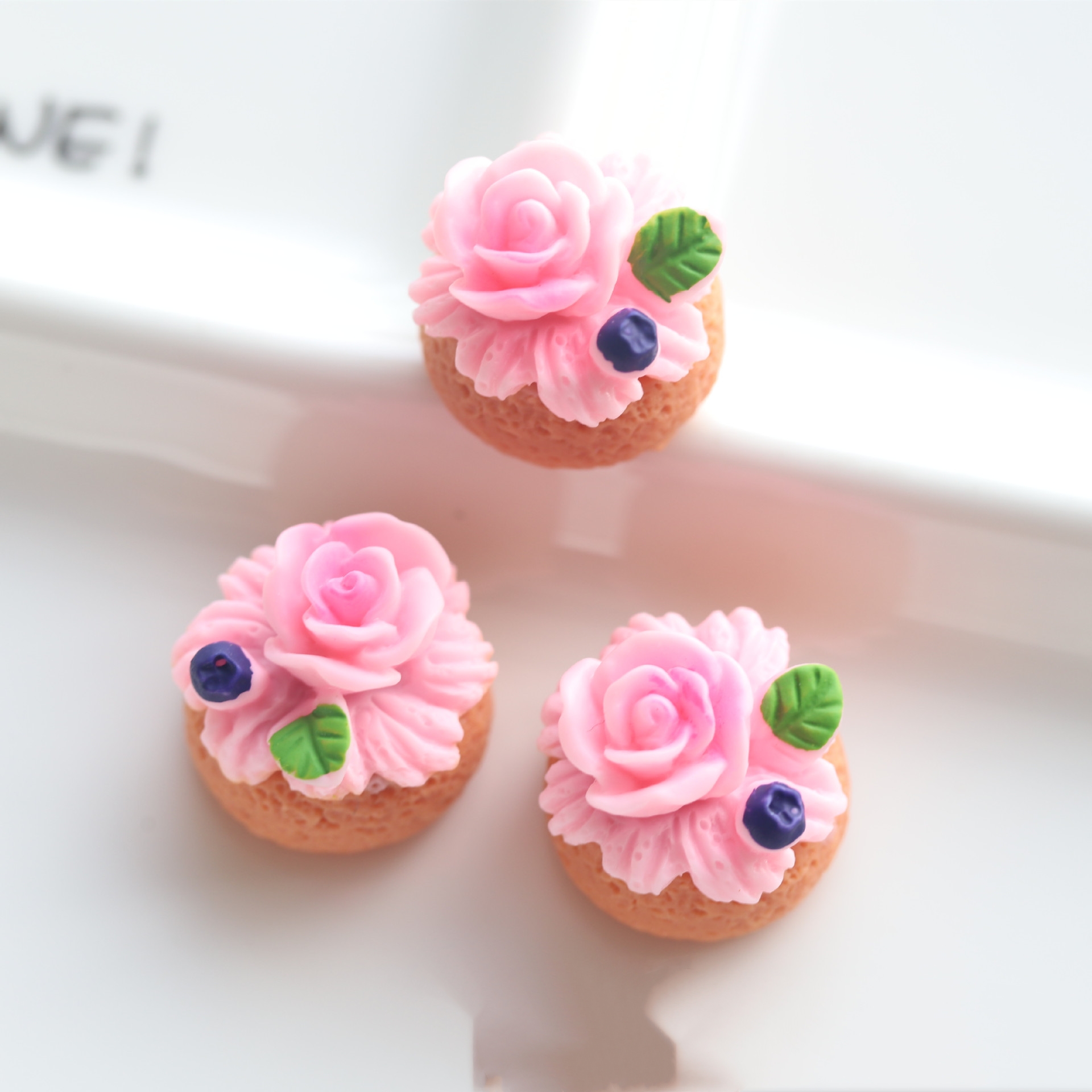 Mini Rose Cake Resin Charm
