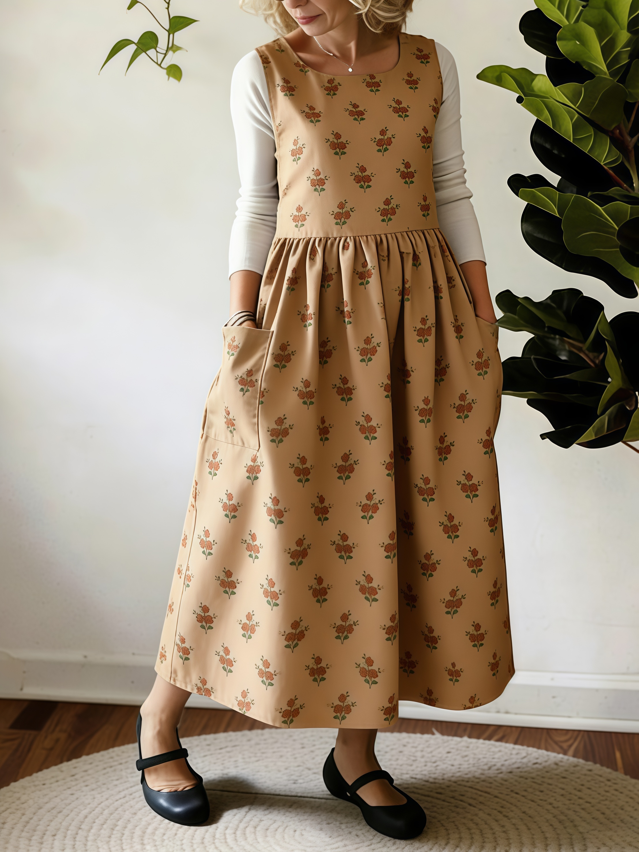 Warm Brown Bloom Cozy Apron