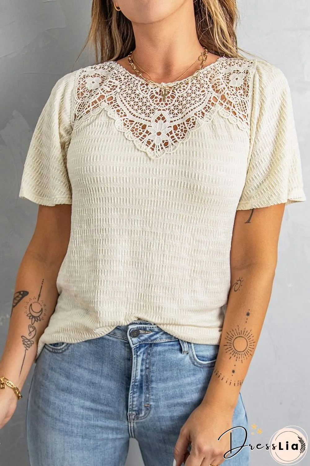 Lady Lace Hollow Yellow Shirt