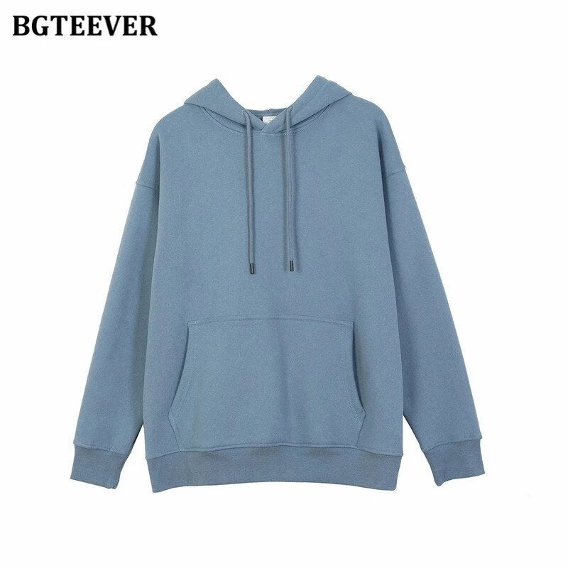 BGTEEVER Winter Thicken Fleece Women Couple Sweatshirt Cotton Oversized Hoodies Sweatshirts Female Warm Pullovers Jacket