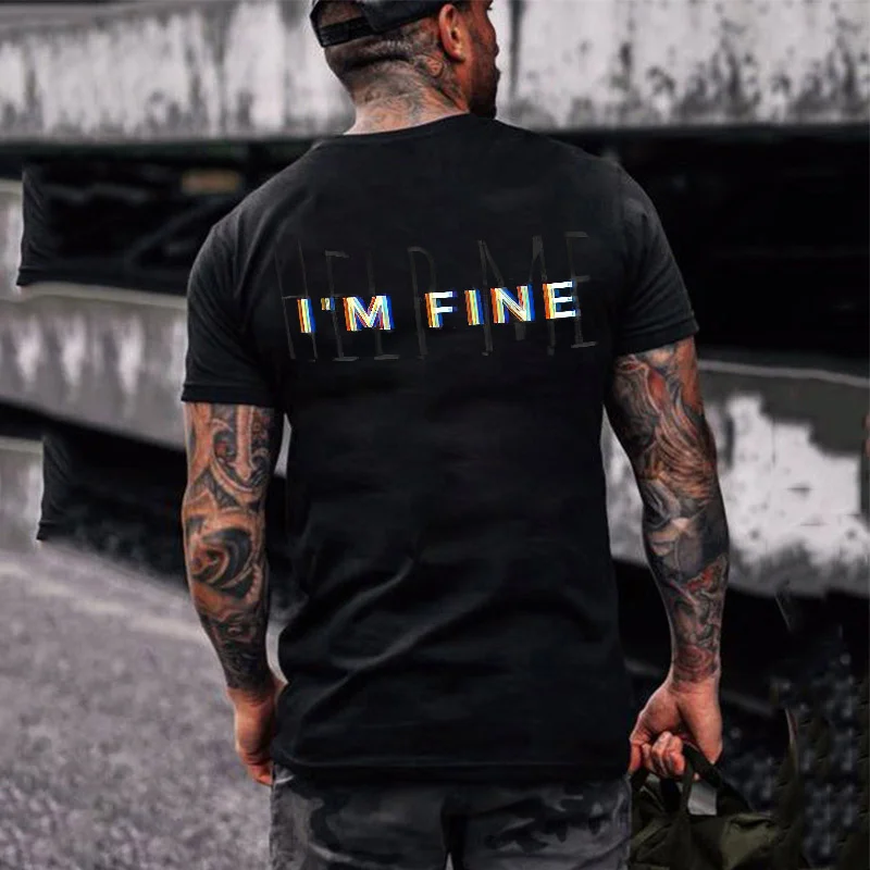 I'm Fine Printed Casual Men's T-shirt -  UPRANDY