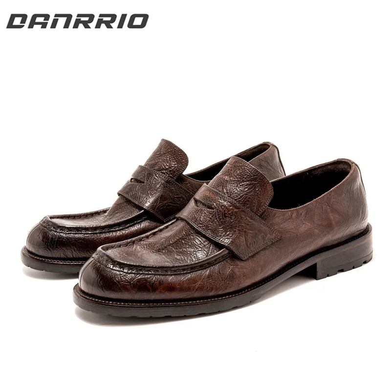 Goodyear Handmade Bison Leather British Retro Style Loafers DANRRIO.COM DANRRIO