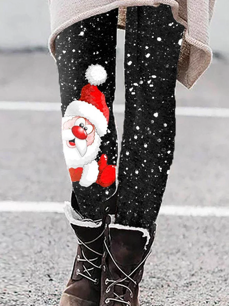 Fashion Christmas Santa Print Casual  Leggings