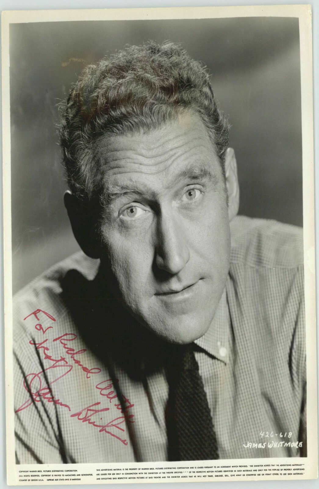 JAMES WHITMORE, ACTOR (DECEASED) SIGNED 8X10 JSA AUTHENTICATED COA #P41765