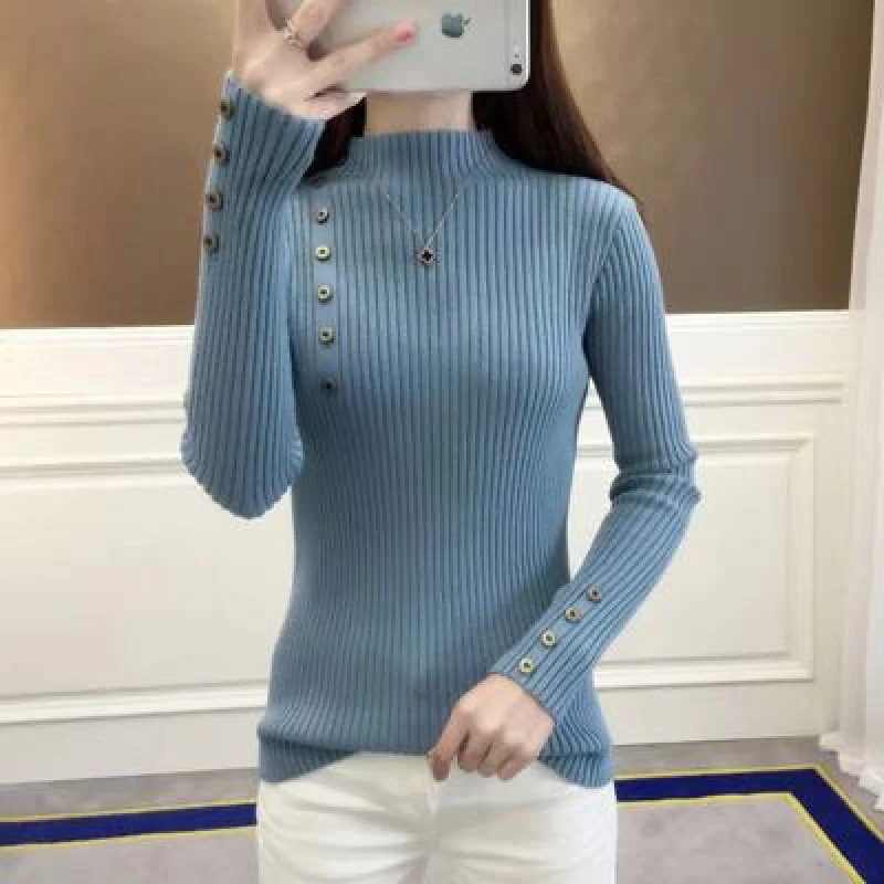 Uveng Uveng Sweater Women's Autumn And Winter New Knitted Shirt Thick Long Sleeves To Put On The Bottom Shirt