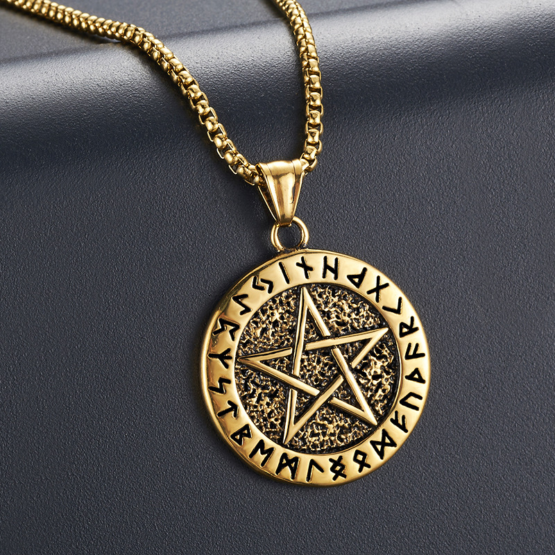 Comstylish Vintage Pirate Viking Men's Hexagram Necklace