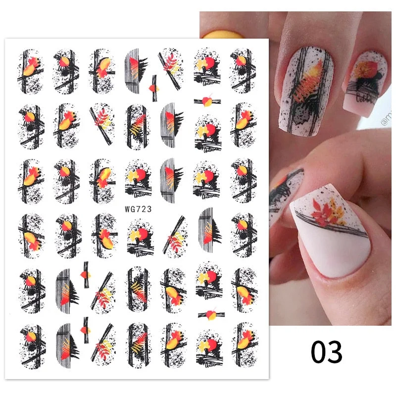 Black White Butterfly 3D Nails Sticker Geometry Decals Flower Gold DIY Decals Designs For Nail Art Manicures Decorations Salon