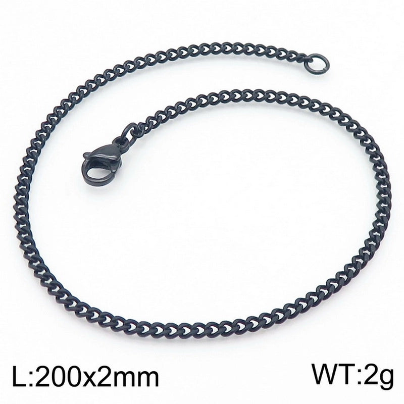 Stainless Steel Personality Fashion Trend Simple Two-Side Grinding Cuban Link Chain Bracelet Accessories