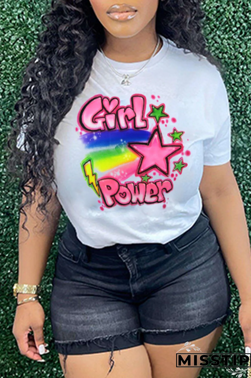 Black Street Vintage Print Patchwork Letter O Neck T-Shirts