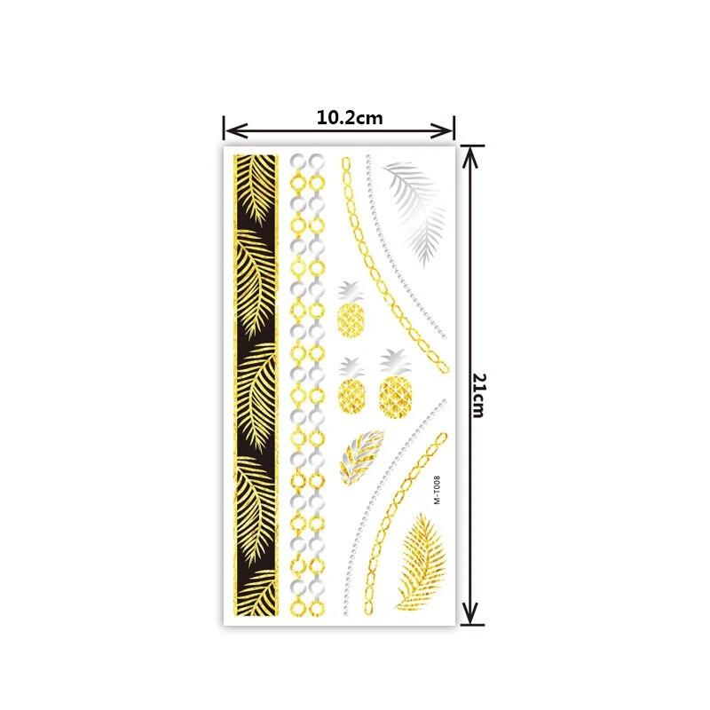 Creative personality exquisite fashion waterproof sweat gold and silver tattoo stickers bronzing and silver tattoo stickers