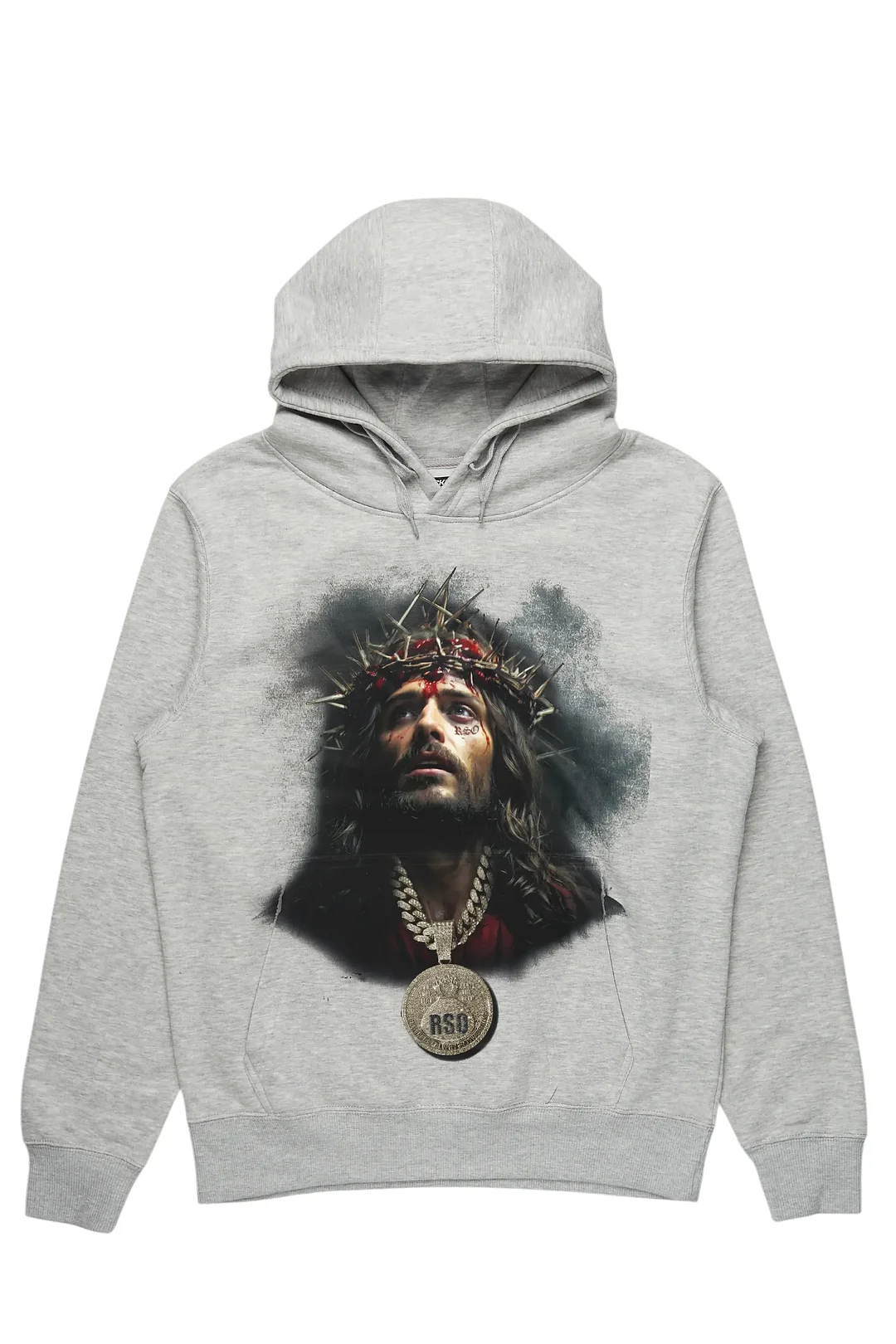 Amina Heather Grey Distressed Graphic Hoodie