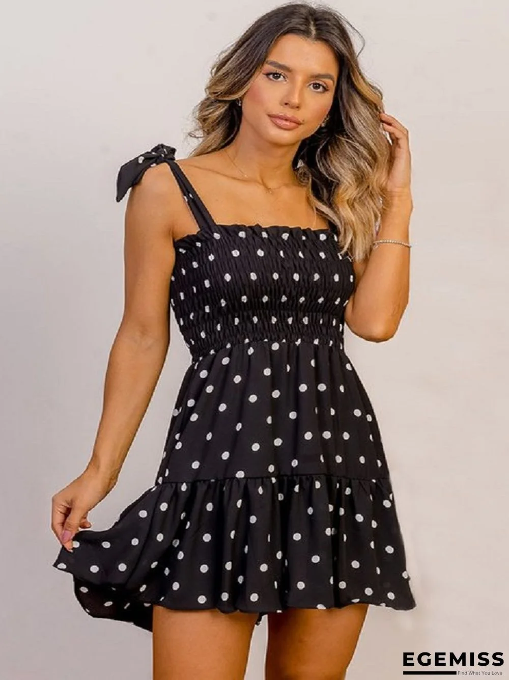 Sexy Polka Dot Print Slim Temperament Skirt Black Dresses | EGEMISS