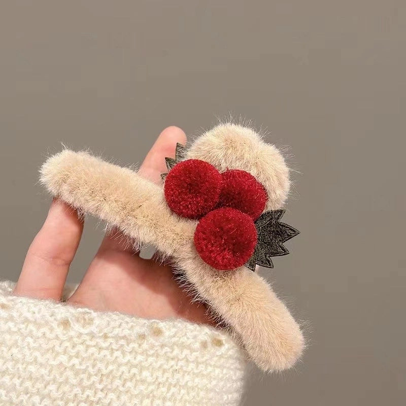 Women’s Minimalist Solid Color Plush Hair Claws