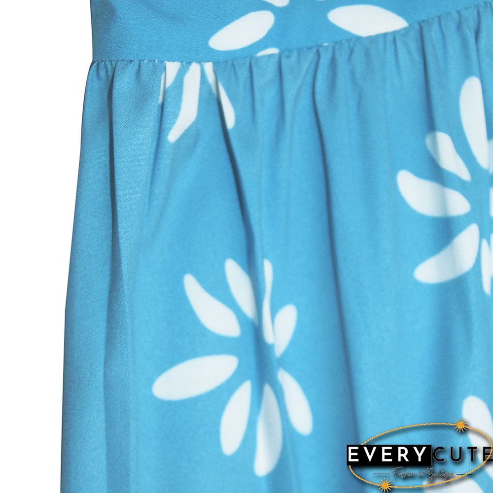 Aquamarine Digital Print Tie Waist Beachwear Wide Leg Pants