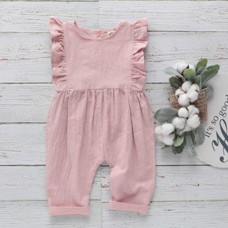 New 2021 Summer Newborn Baby Boy Girl Rompers Baby Girl Sleeveless Pure Color Rompers Baby Boy Girl Rompers Clothes
