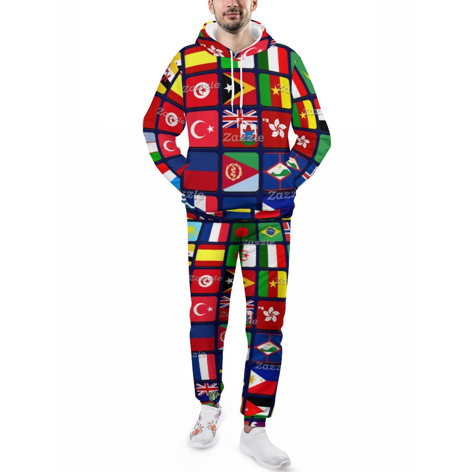 Funny International Flags Men's Sweatsuits Set Guys Streetwear Athletic Pullover And Sweatpants Suit Outfit S-5Xl