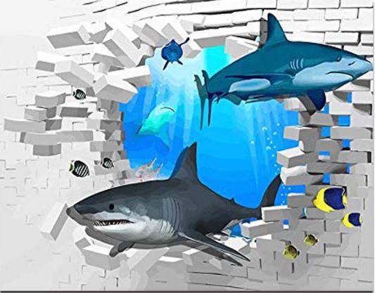 

3D Sharks – Paint By Numbers - 40*50CM, 501 Original