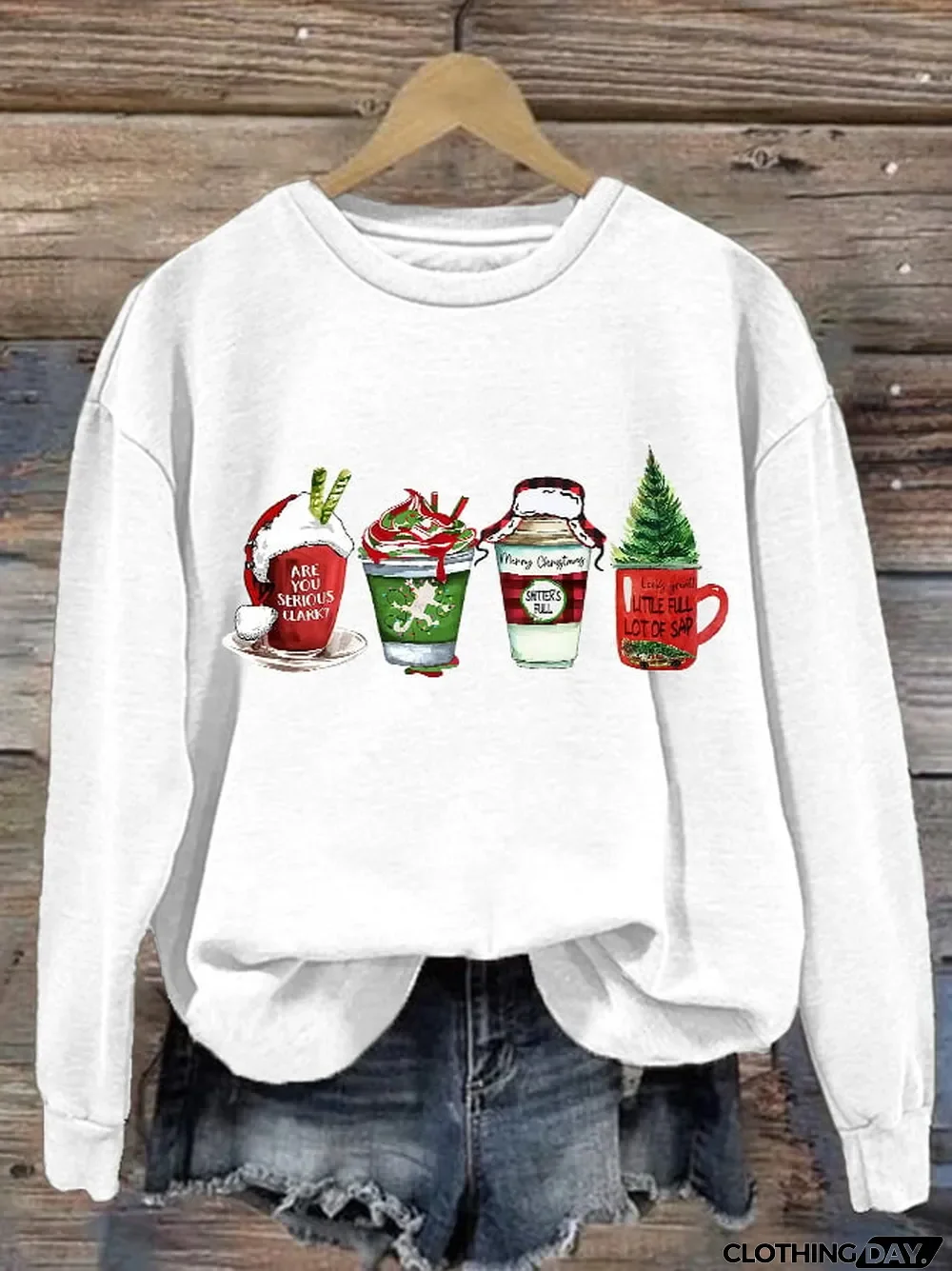 Women's Family Christmas Vacation Coffee Print Long Sleeve Sweatshirt