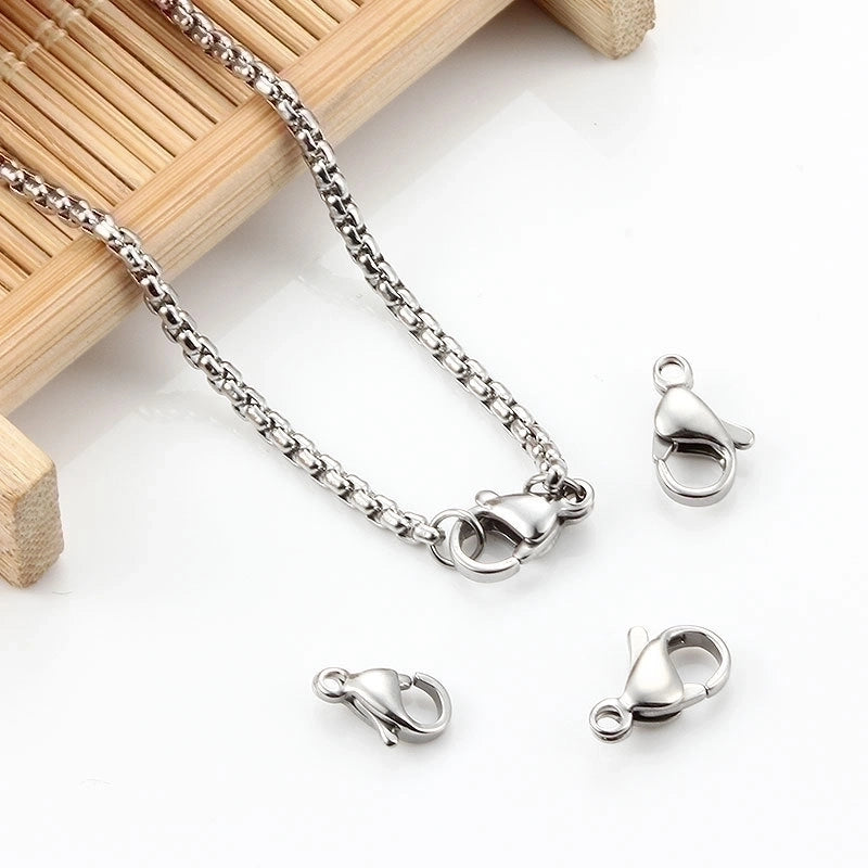 10 PCS/Package Stainless Steel Solid Color Polished Lobster Clasp