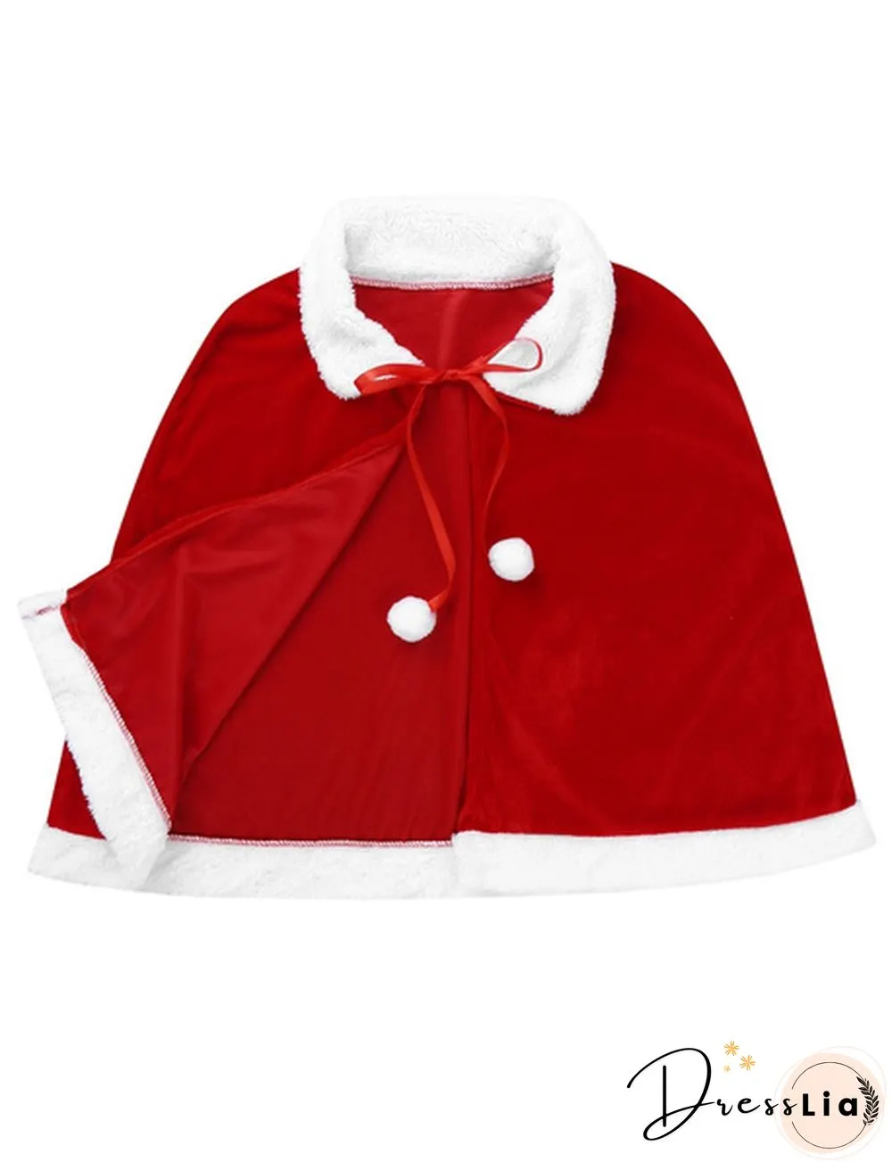 Christmas Costume Outfit Santa Cape Short Cloak Shawl with Christmas Hat