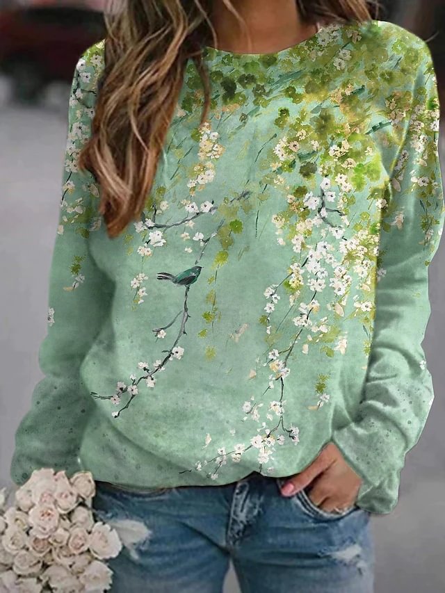 Women's Pullover Active Streetwear Print Floral Sweatshirt