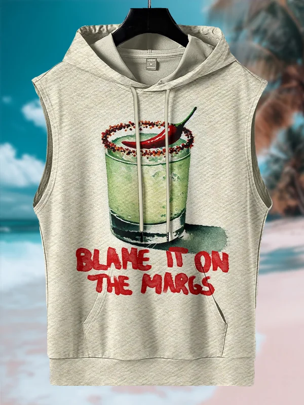 Men's Blame It On The Margs Print Hooded Tank Top