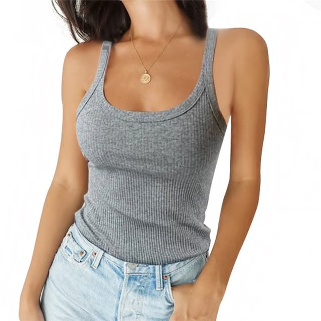 Women Sleeveless Spaghetti Vest High Quality Knitted Camis U-Neck Tank Tops Casual Solid Color Basic Camisole For Female - Shop Trendy Women's Fashion | TeeYours