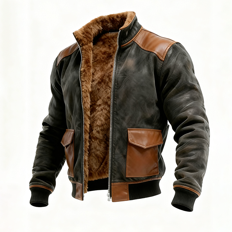 Men's Autumn/Winter New Style Stand Collar Retro Washed Suede Casual Jacket-inspireuse