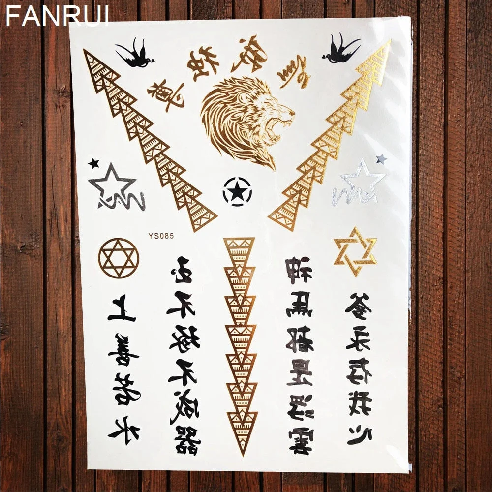 Star Moon Diamond Golden Metallic Tattoo Stickers Women Body Hands Art Temporary Tattoo Sexy Girl Leg Flash Tatto Glitter Metal