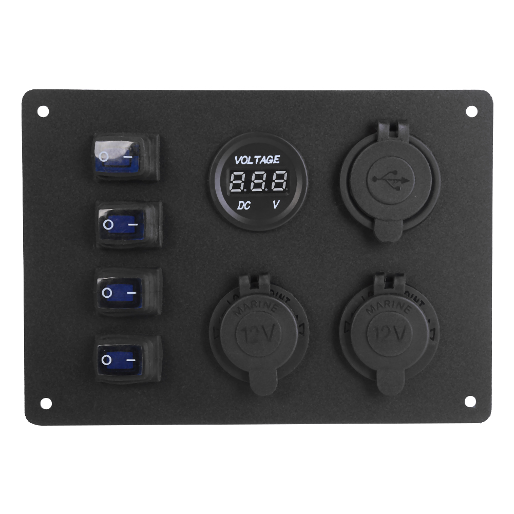 

4 Gang Rocker Switch Panel Voltmeter 3.1A USB Car Charger Dual 12V Outlets, 501 Original