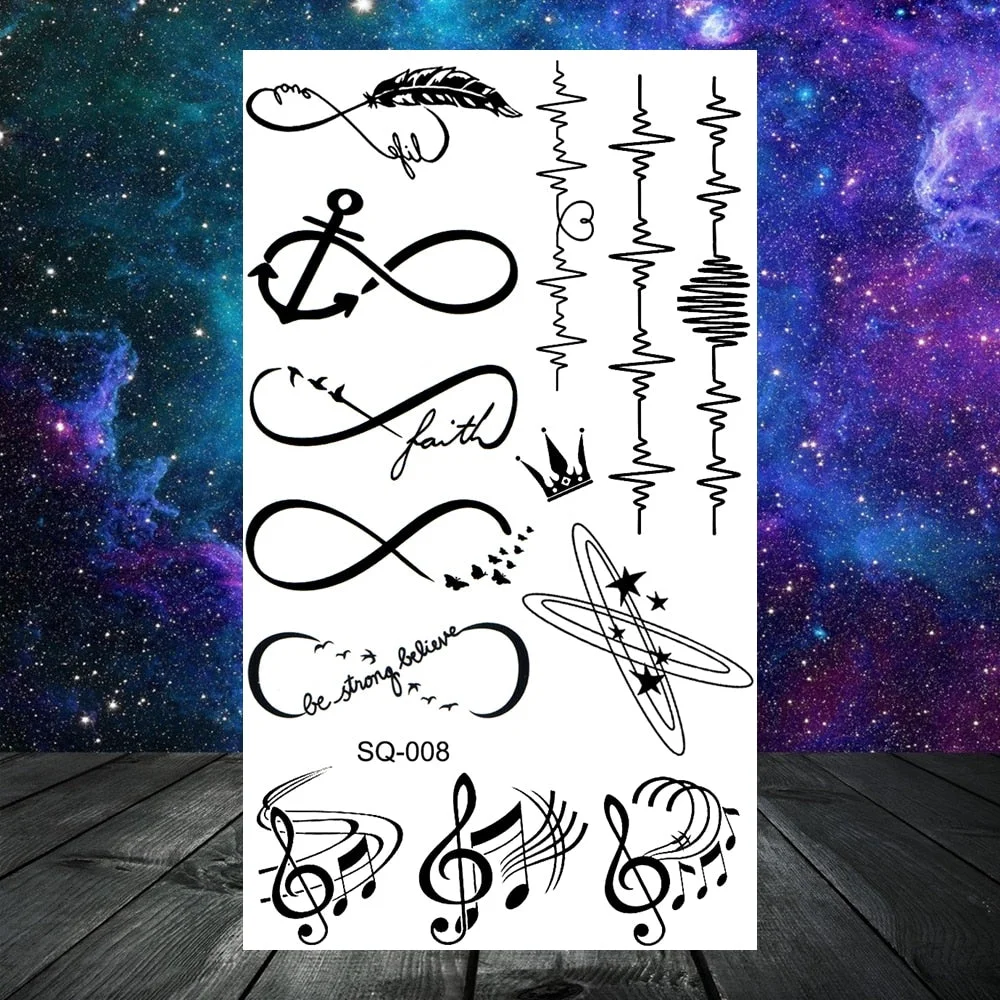 Astronaut Stars Moon Sun Temporary Tattoos For Women Kids Girl Butterfly Feather Letters Fake Tattoo Neck Arm Hands Small Tatoos