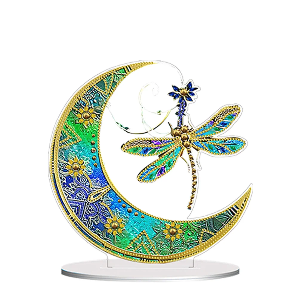 DIY Moon Dragonfly Special Shape Acrylic Desktop Diamond Painting Art Kits