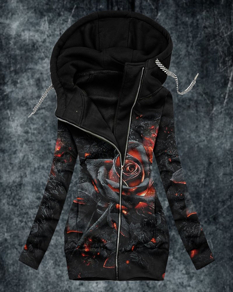 Women's Fashion Print Zip Hoodies-2322