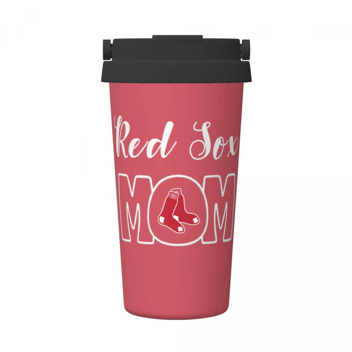 Boston Red Sox Mom Reusable Coffee Cup with Lid and Handle