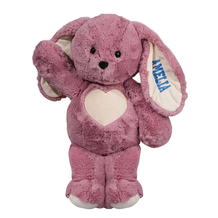 Duckbe Personalized Plush Bunny Embroidered Name Bunny Stuffed Animal, 19.3" Large Custom Rabbit Plush Birthday Easter Gift for Girls Newborn Toddlers