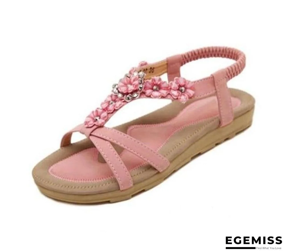 Bohemian Style Summer Women Flat Heel Beach Sandals Shoes | EGEMISS
