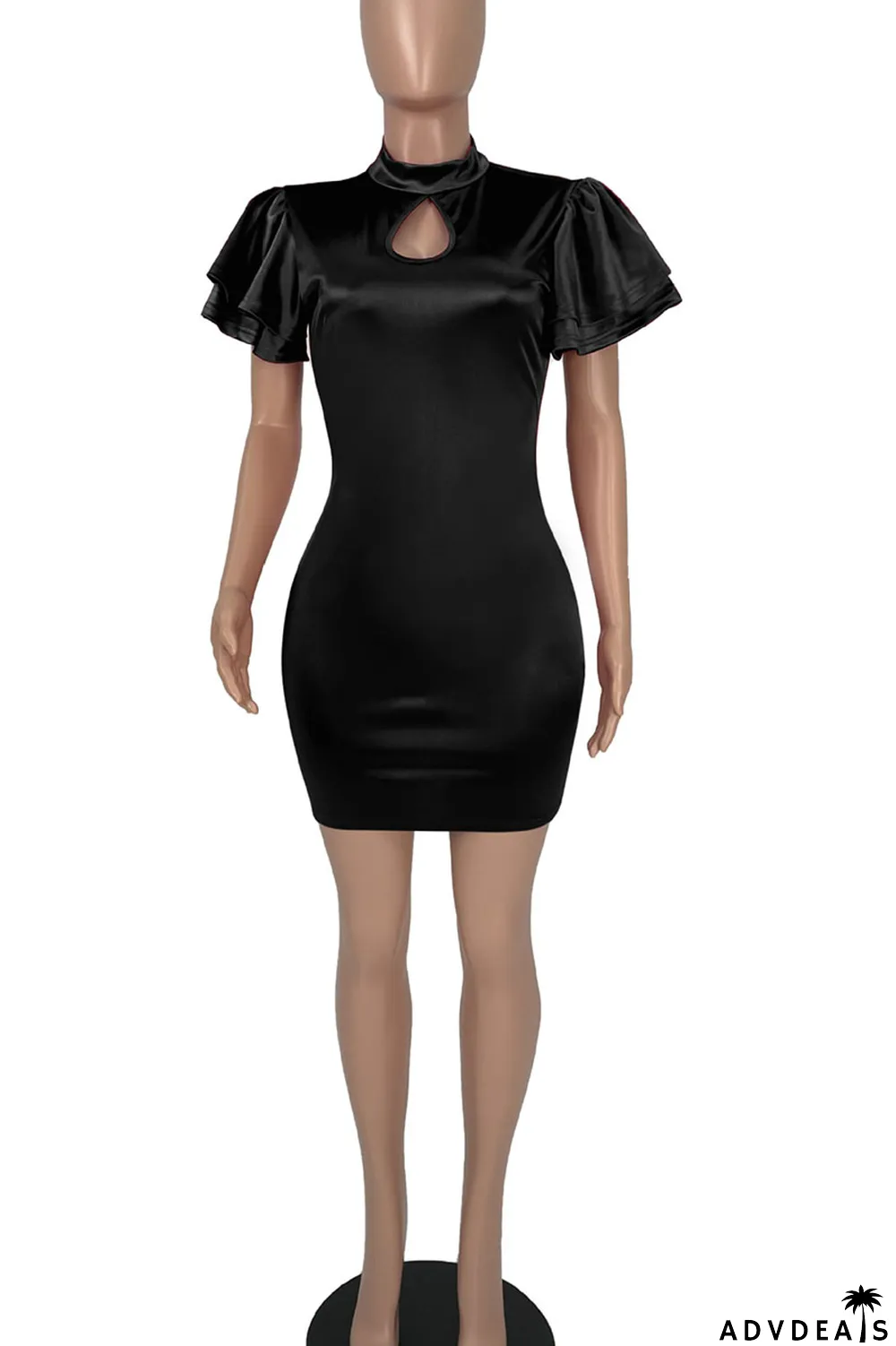 Champagne Casual Solid Split Joint O Neck One Step Skirt Dresses