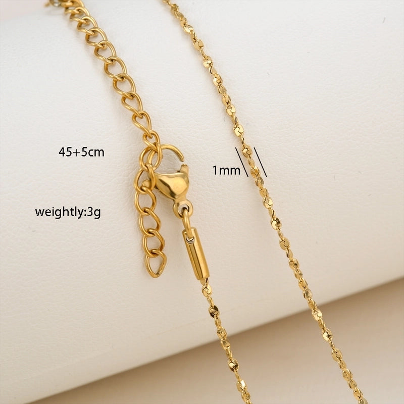 Basic Minimalist Solid Color 304 Stainless Steel 18K Gold Plated Necklace